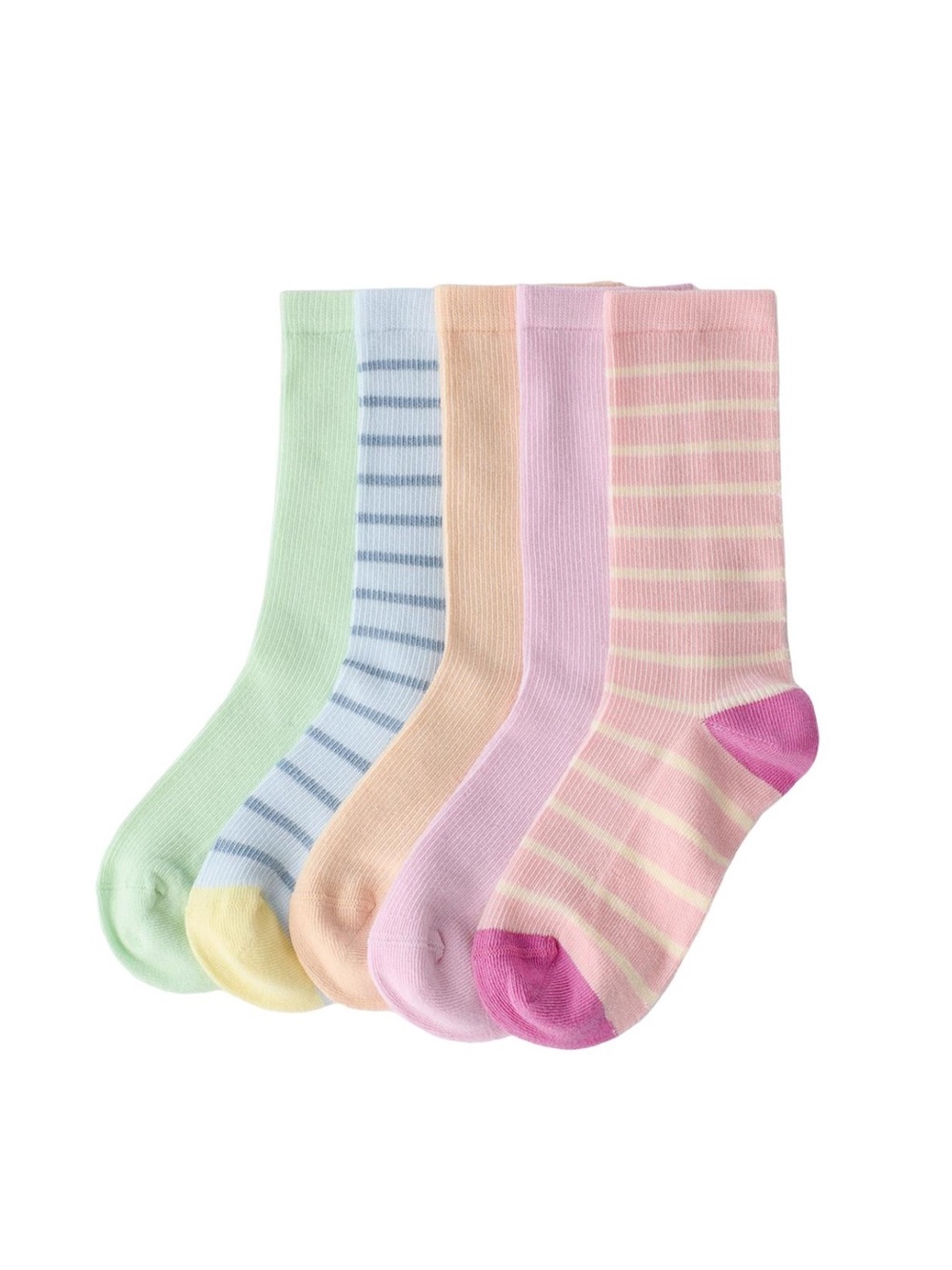 Zara Pastel Striped Kids Crew Socks - Mint, Blue, Peach, Lilac, Pink